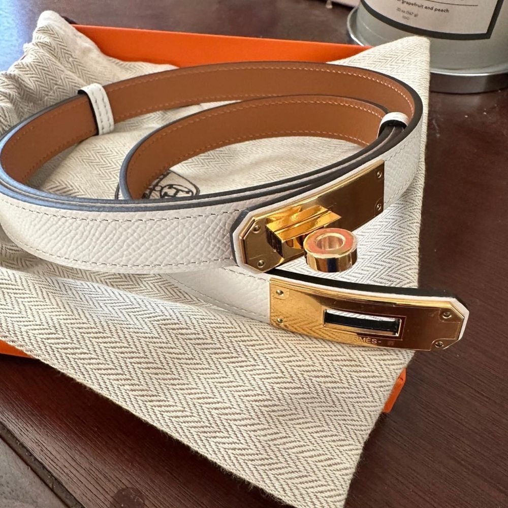 Hermes Kelly Belt White GHW Adjustable All Sizes Fit